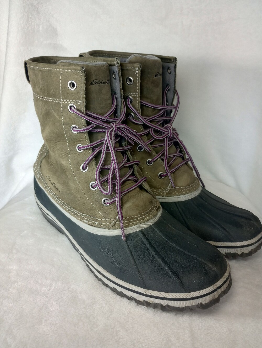 Eddie Bauer Waterproof Lace-Up Hunt Pac Boots Hunting Hiking Weather Edge Suede